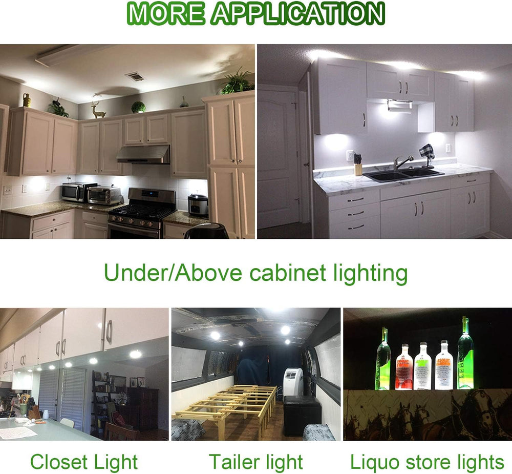 AIBOO Under Cabinet LED Black Cover Puck Lighting Kit with Touch Dimmer Switc...