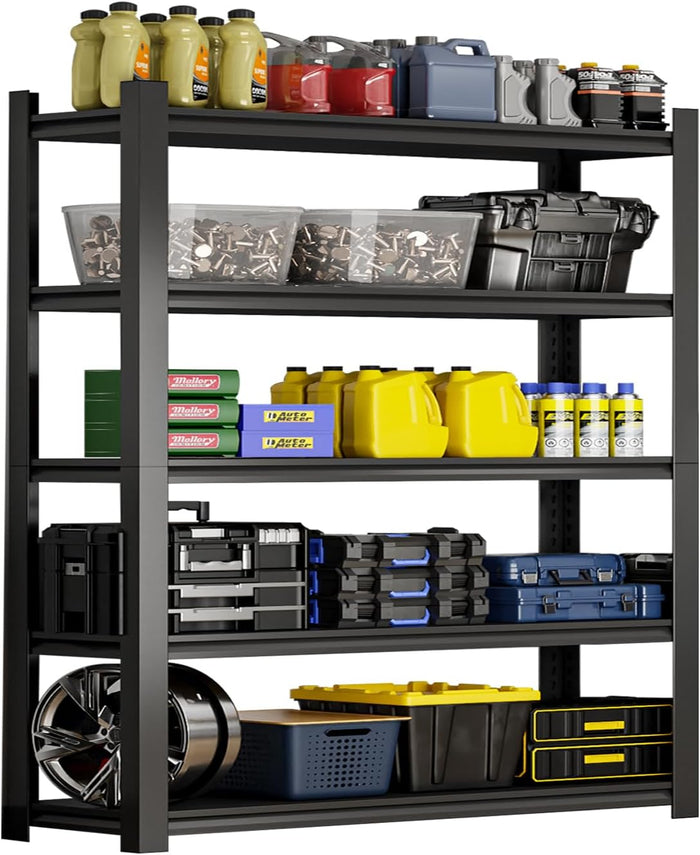 72''H Garage Shelving Heavy Duty, 2800LBS Storage Shelves, 5-Tier Adjustable
