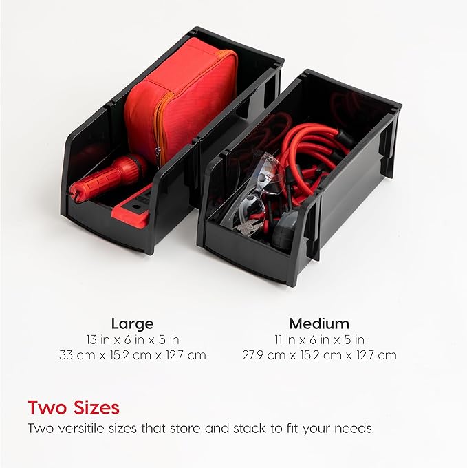 IRIS USA Plastic Shelf Bins Stackable Open Front Storage Bins Plastic Hanging...