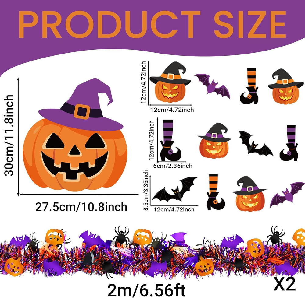 44 Pcs Halloween Tree Ornaments Decorations Witch Hat Pumpkin Tree Topper Pum...