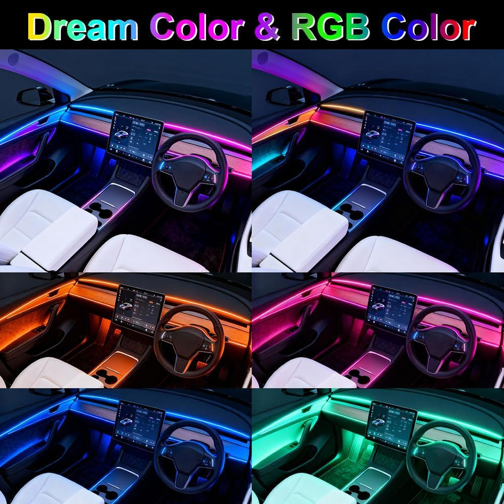 Acrylic Interior Car LED Lights with Remote and Wireless APP 6 in 1,Ambient L...