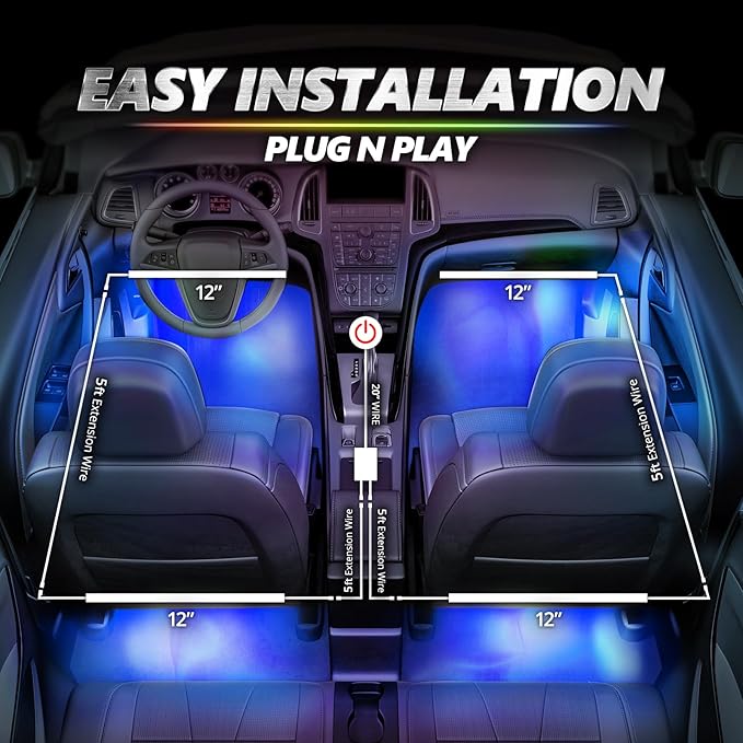 OPT7 Aura Pro 4PC Double LED Interior Car Strip Lights