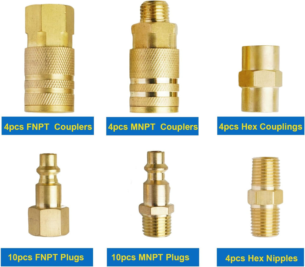 1/4" Air Hose Fittings, 36 pcs Quick Connect Air Compressor Accessories ...