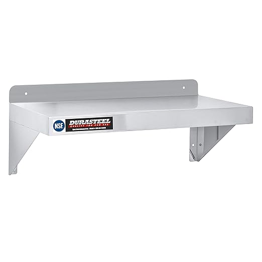 DuraSteel Stainless Steel Wall Mount Shelf 24" Wide x 14" Deep Comm...