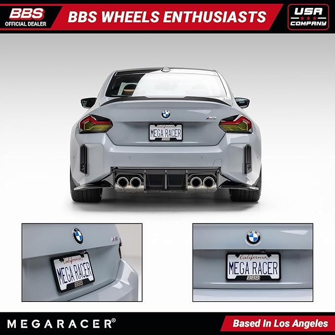 BBS Official Black Stainless Steel License Plate Frame – Made in USA – Premium