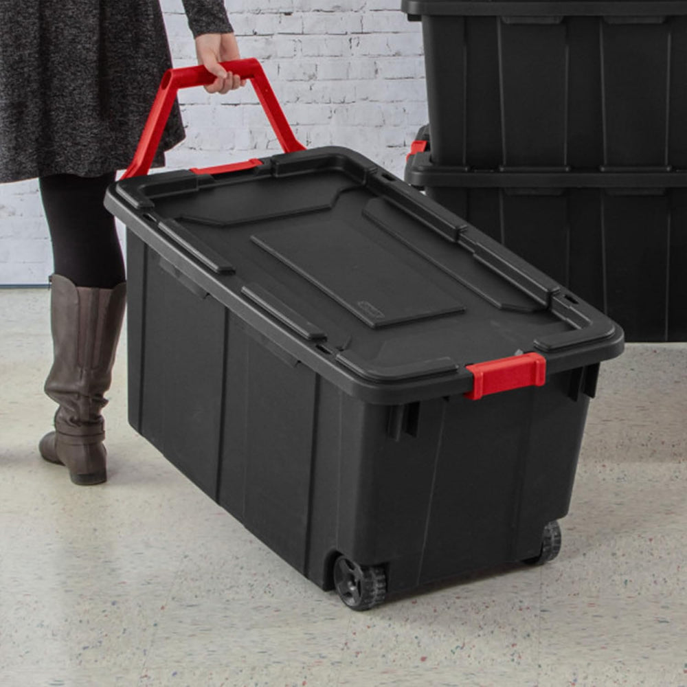 Sterilite Industrial Storage Tote w/Wheels for Garage, 40 Gallon, 4-Pack