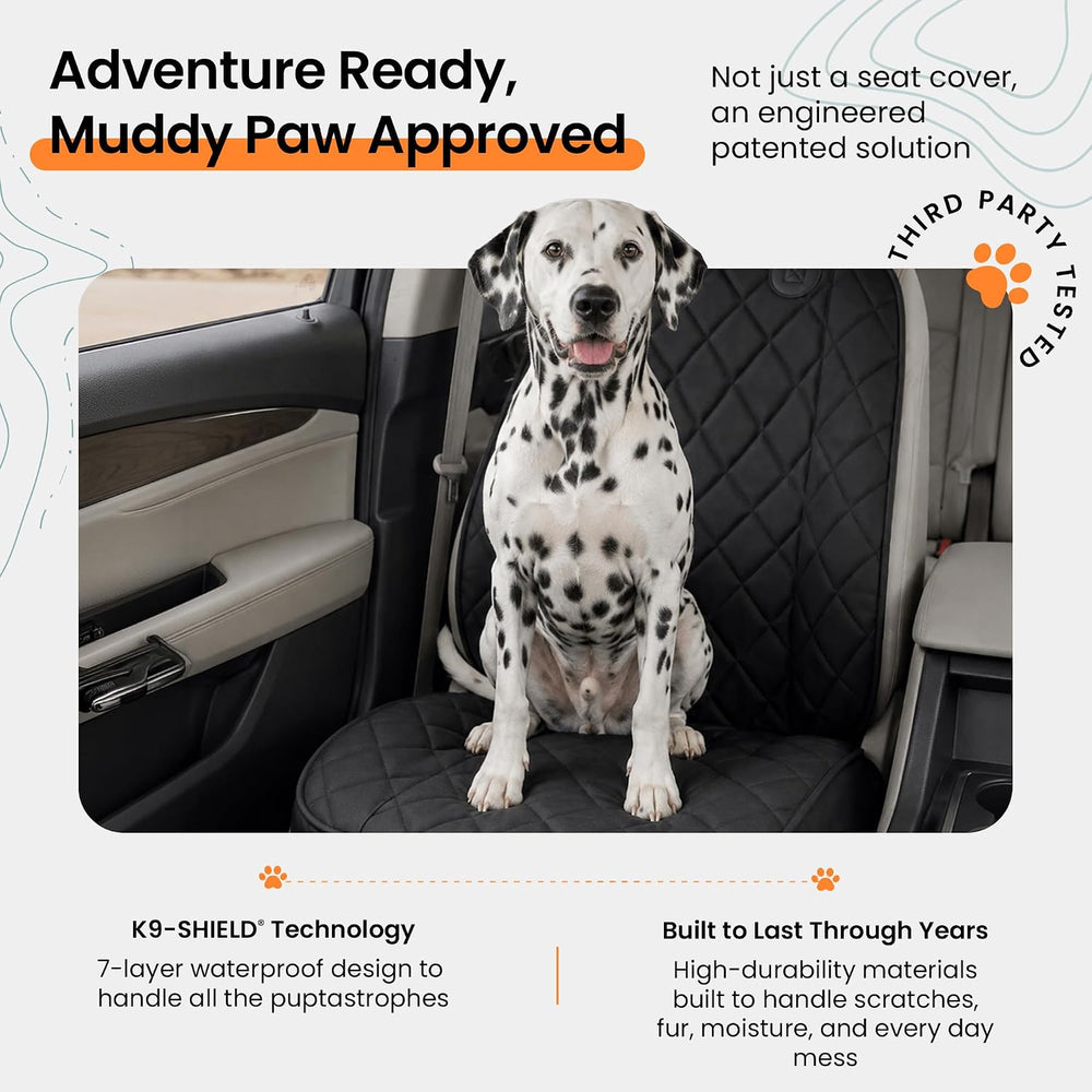 4Knines Heavy Duty Front Bucket Seat Cover for Dogs, Waterproof, Black