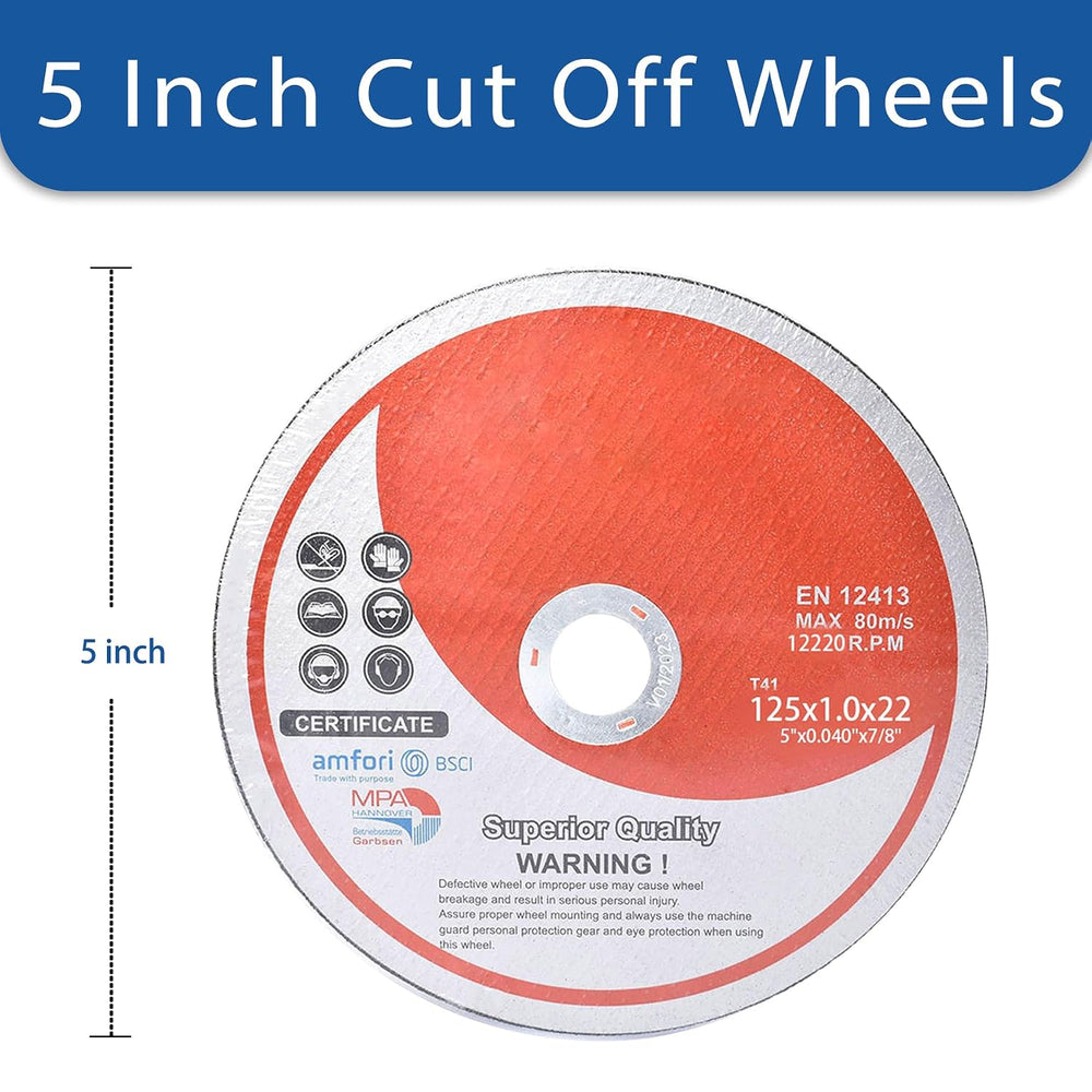 100 Pack 5 Inch Cut Off Wheels for Metal and Stainless Steel Cutting Discs fo...