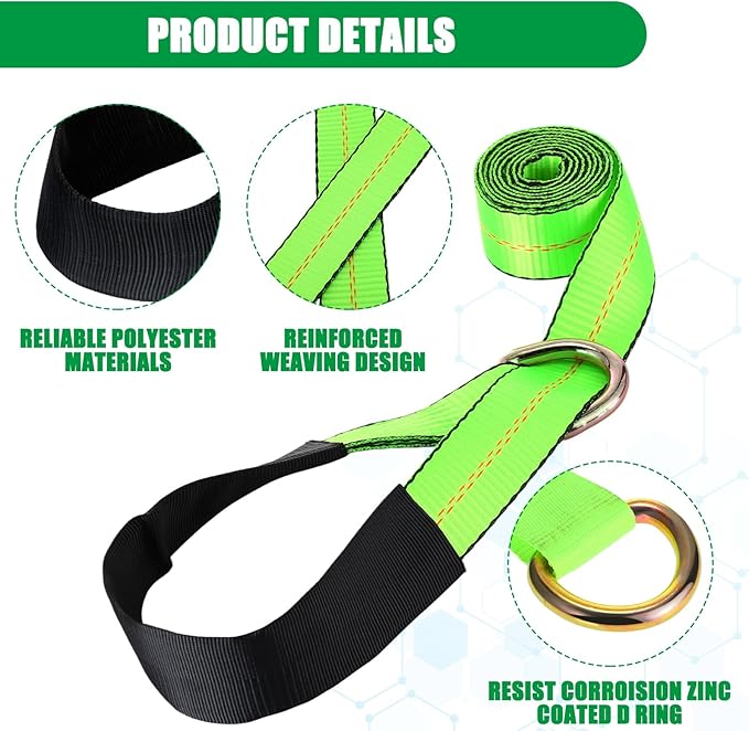 8 Pack 2" X 8ft Tow Truck Straps Lasso Wheel Lift Straps Lasso Tow Strap