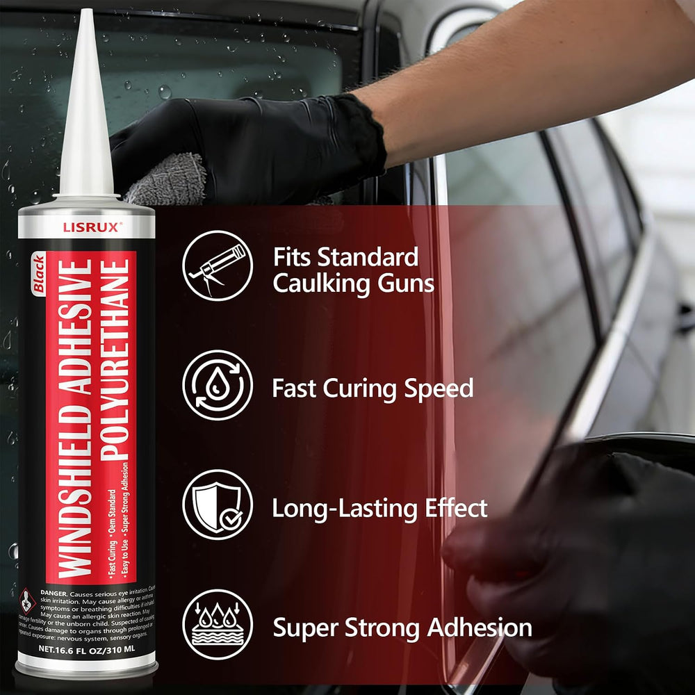 [6 Pack] Polyurethane Windshield Adhesive, Windshield Sealant Black - High Bo...