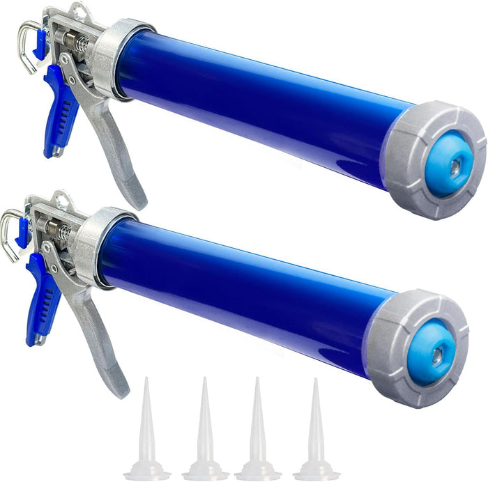 2 Pack sausage caulking gun, sausage gun caulking gun, 20 oz sausage tube gun caulking gun，with 4 cone nozzles,Suitable for bathroom, kitchen, living room, window and roof