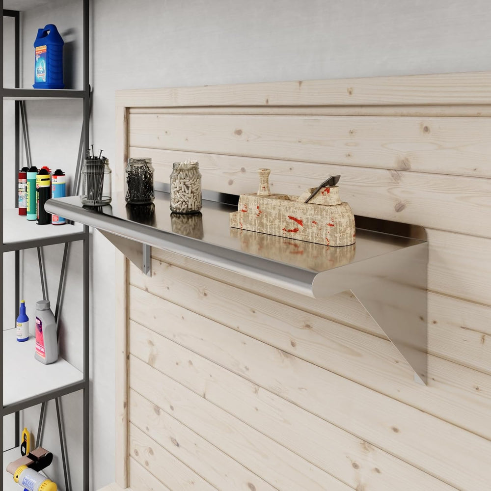 AmGood 12 in. x 36 in. Stainless Steel Wall Shelf with Backsplash - Holds 230...