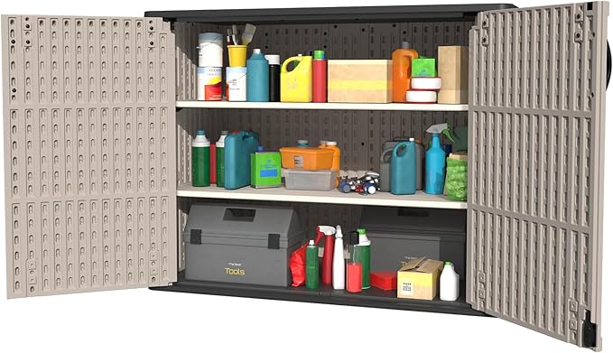 Patiowell Shelf of Plastic Outdoor Storage Cabinet, 26/50 Cu Ft Lockable