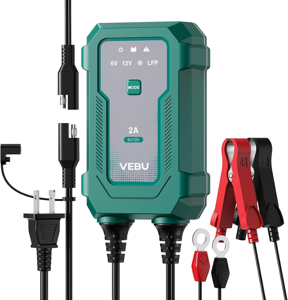 Smart 2A 6V/12V Battery Charger Maintainer - Auto Desulfator & Winter Mod...