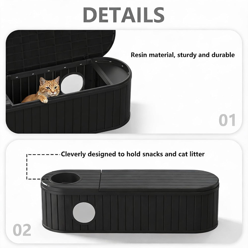 DRATO Outdoor Storage Box, Resin Deck Storage Box Waterproof Patio Storage Bo...