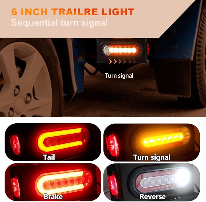 Agrieyes Sequential Turn Signal Trailer Lights, Oval LED Trailer Light
