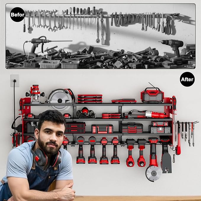 12 Cordless Drill Holder Large Power Tool Organizer Wall Mount