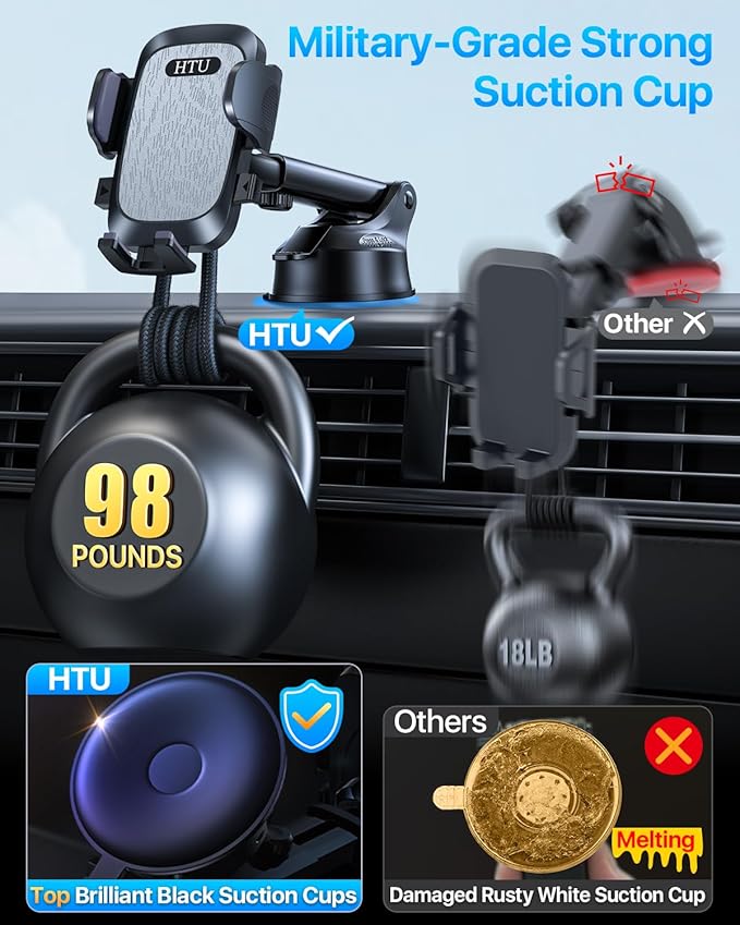 2025 Ultimate Car Phone Mount【98+LBS Strongest Suction & Military-Grade】【...
