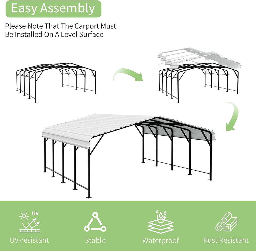 Shintenchi 20x20 FT Metal Carport, Oversized Carport Garage with Enhanced Bas...