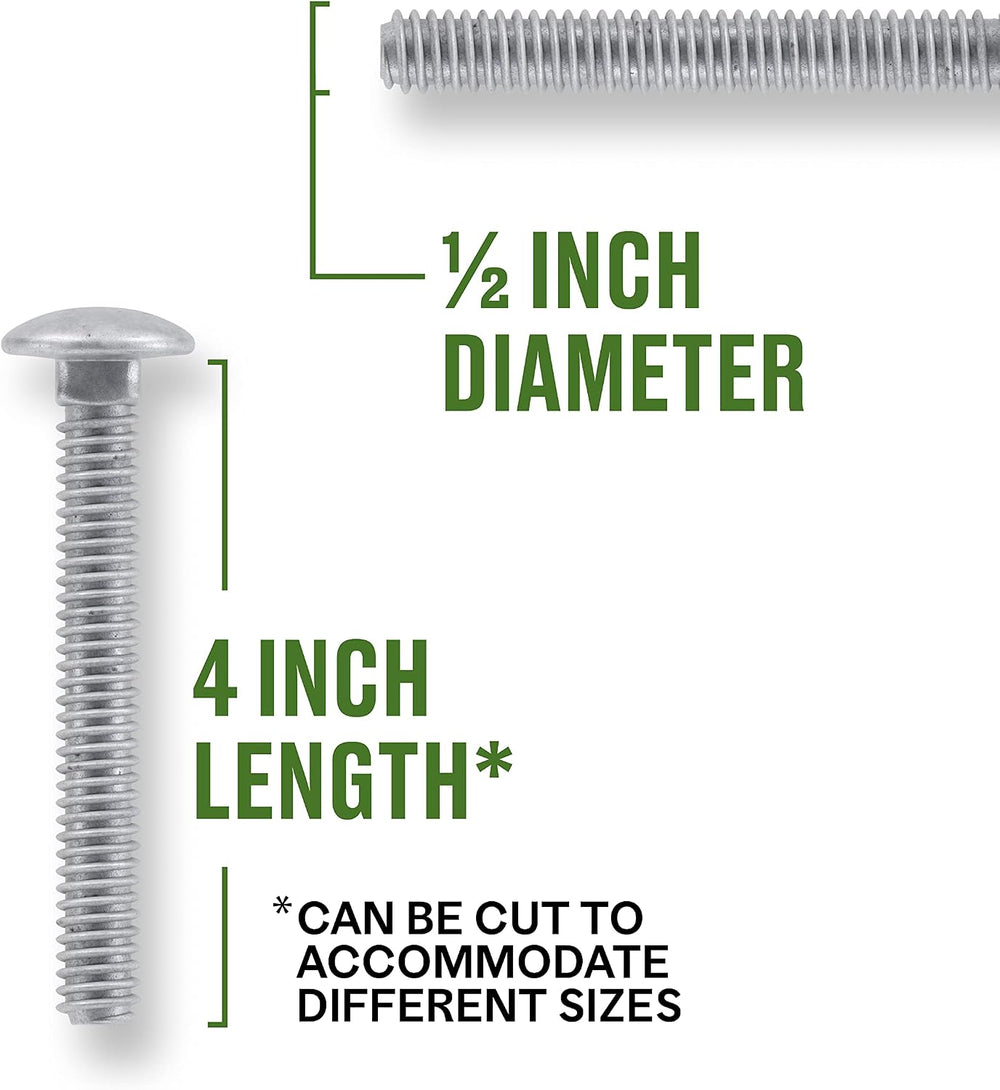 Hillman Group Galvanized Carriage Bolt 1/2” x 4”, 25 Count, Blunt Point, Allo...