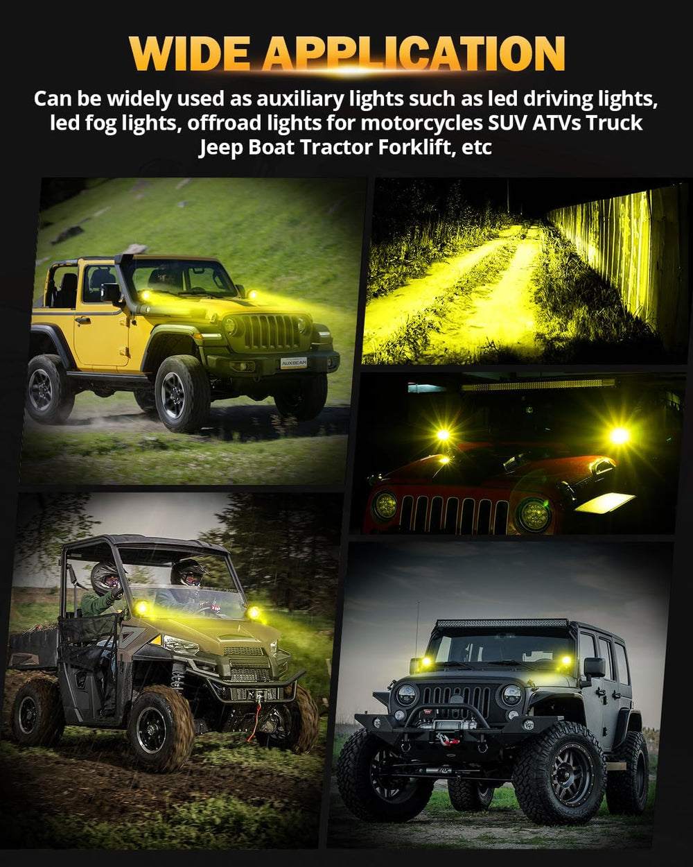 Auxbeam 4In 90W Amber Round LED Off-Road Lights Spot Pod Light, P4 Series