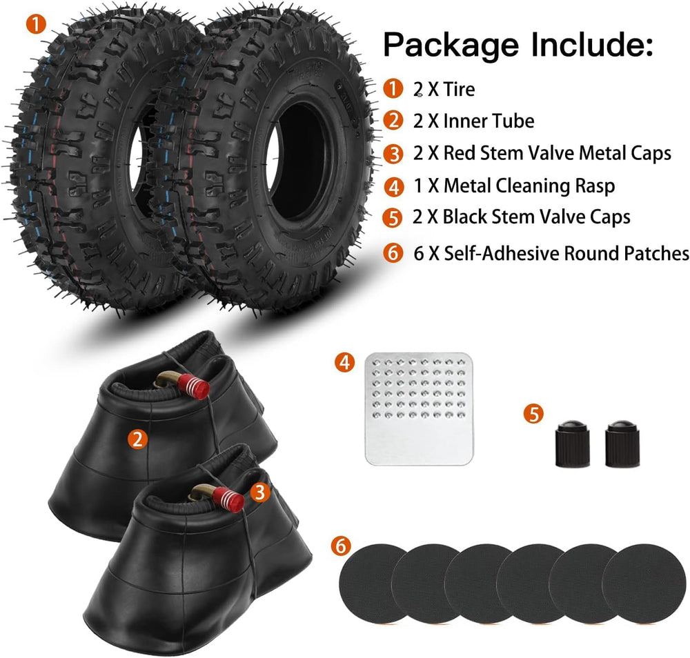 GREHUA 4.10-4 4.10/3.50-4 410/350-4 Tire and Inner Tube Replacement for Go Ka...