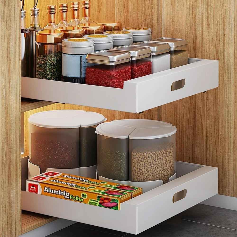 bealy 21'' Deep Cabinet Organizer Adhesive, 10'' Wide Pull Ou...