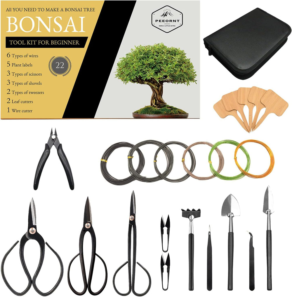 Bonsai Tree Tools Kit, 22 PCs Bonsai Tools Set High Carbon Steel Trimming Too...