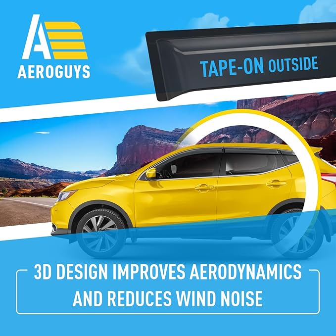 Extra Durable Window Deflectors Tape-On Window Visors Rain Guards Fit (6pcs)