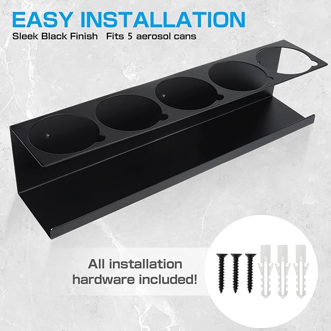 RealPlus Aerosol Spray Can Holder Rack Organizer 5 Cans Spray Bottle Holder (...