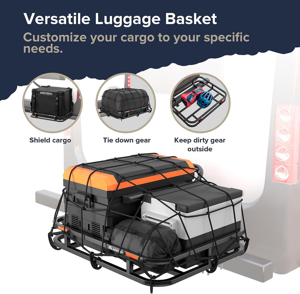ARKSEN 32 x 26 x 4 Inch Heavy Duty Bumper Mounted Cargo Rack Carrier 350 Lbs ...