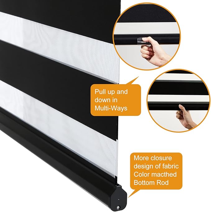 Persilux Cordless Zebra Blinds for Windows Free-Stop Roller Windows Shades Dual