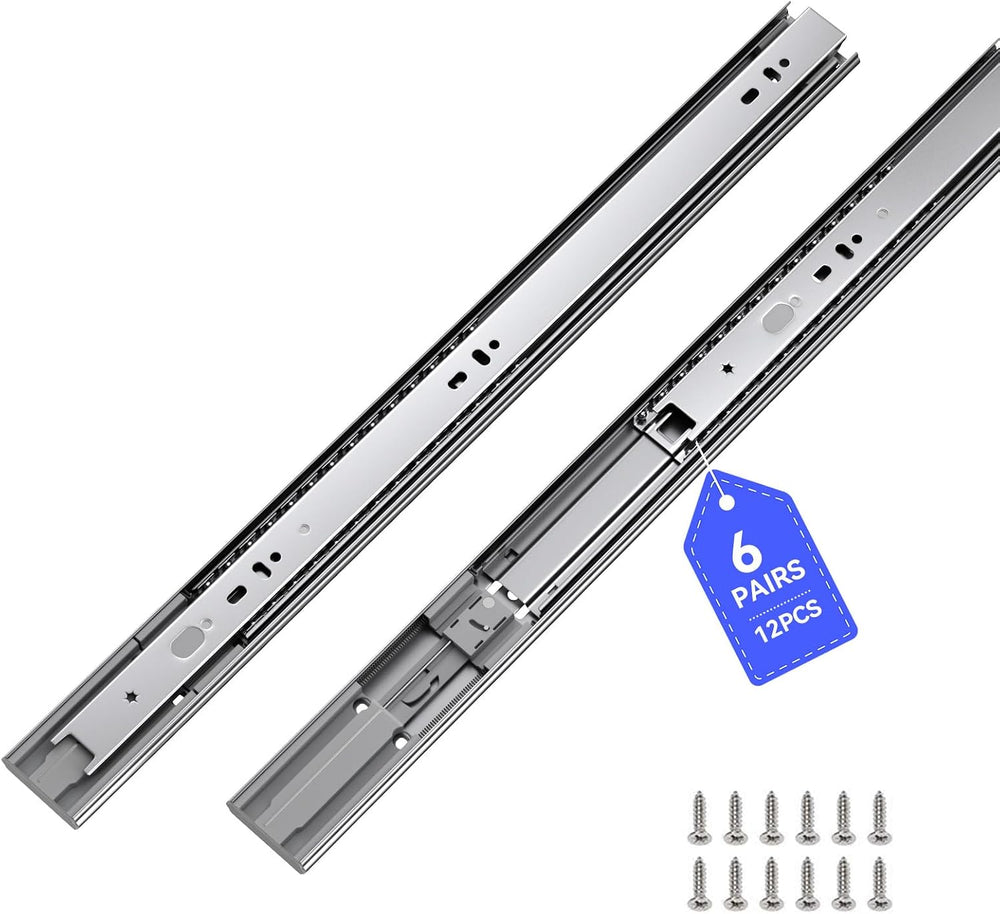 LONTAN 6 Pairs Soft Close Drawer Slides 20 Inch Heavy Duty Cabinet Rails