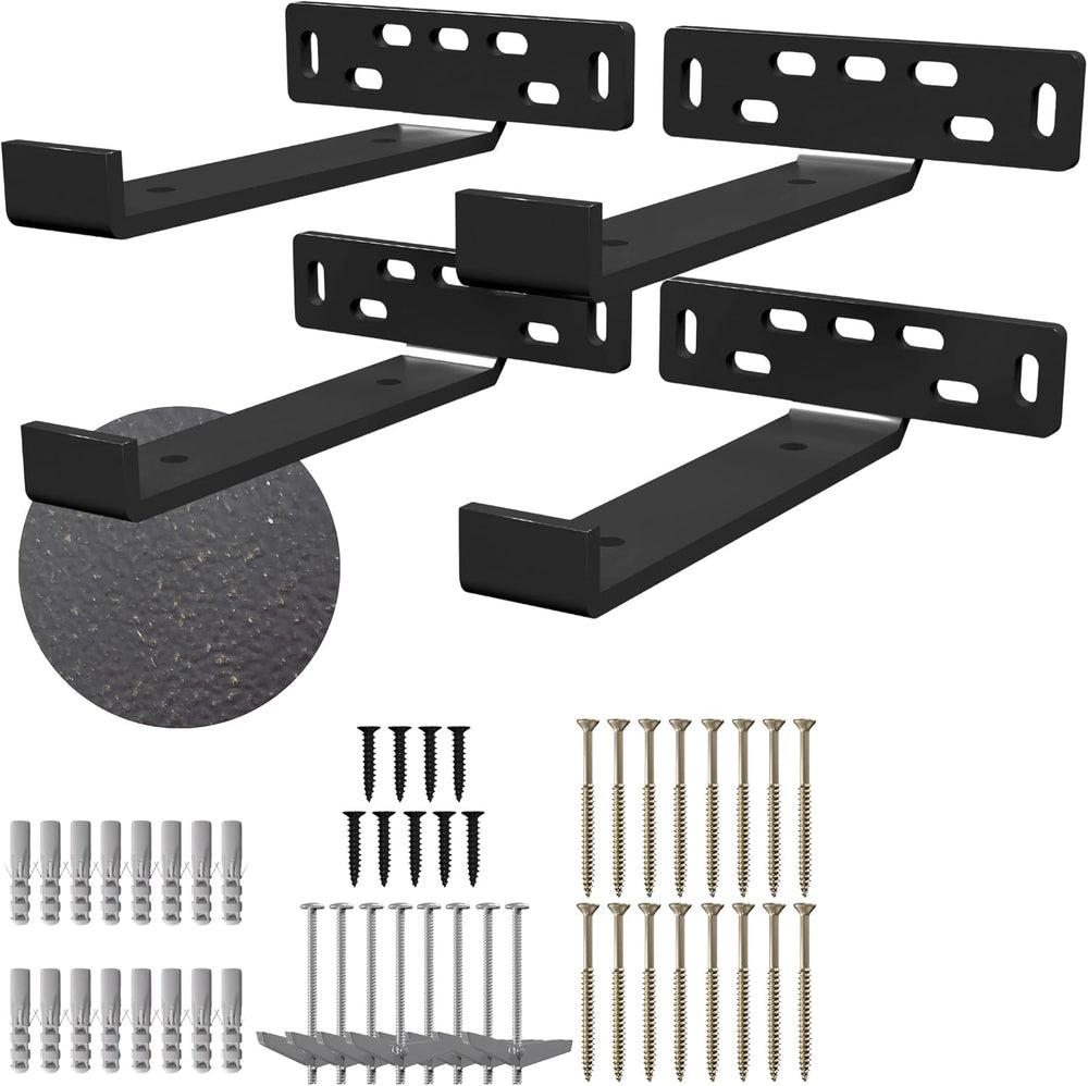 4 x J Shelf Brackets with Lip (7.25"L x 5"W x 1 1/4"H) Heavy D...