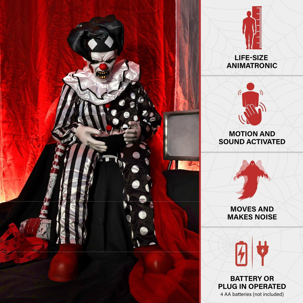 Haunted Hill Farm Hartley The Sitting Scare Clown by Tekky, Motion-Activated ...