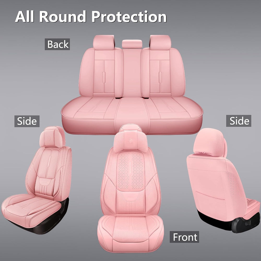 NS YOLO Universal Fit Premium Pink Leather 5-Seats Car Seat Covers