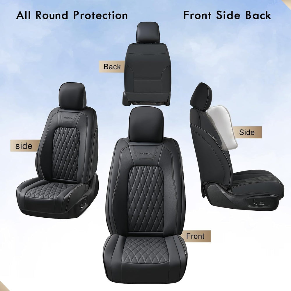 Coverado Leather Seat Covers Full Set Fit for Ford F150 F250 F350 F450, Water...