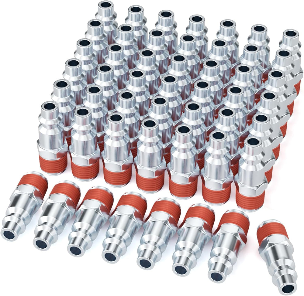 GASHER 1/4-Inch NPT Male Industrial Air Plug, Pneumatic Plugs 300PSI (50-Pack)