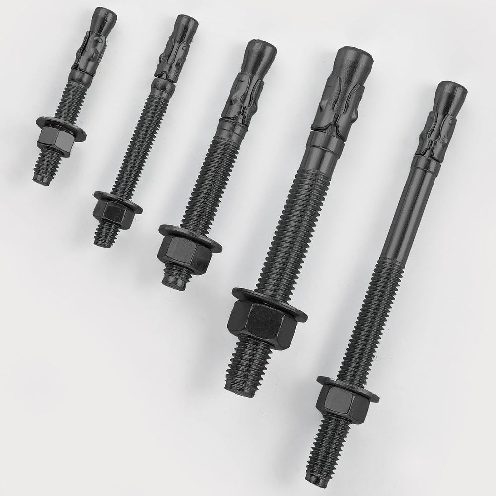 Wensilon 100Pcs 1/4x3 Inch Standard Fasteners for Heavy-Duty Black Wedge Anch...