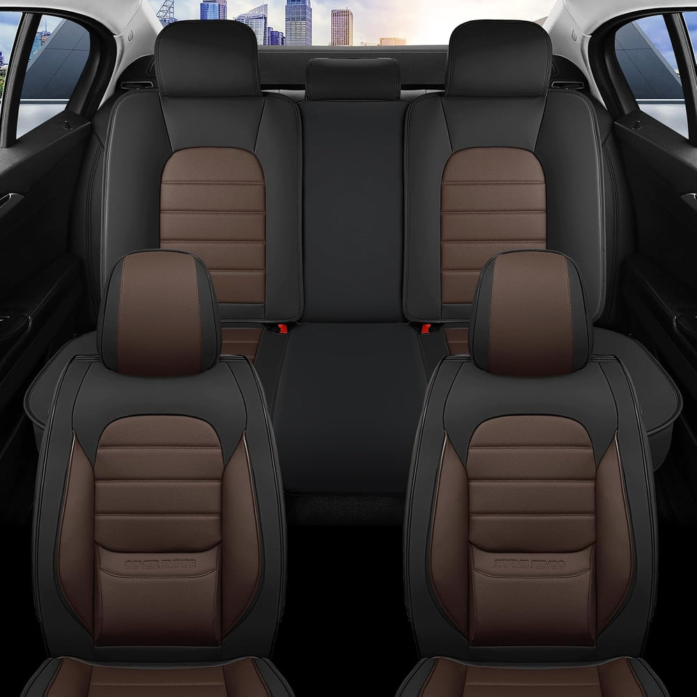 Car Seat Covers Full Set, 5 Seats Universal Leather Seat Covers for Cars, Wat...