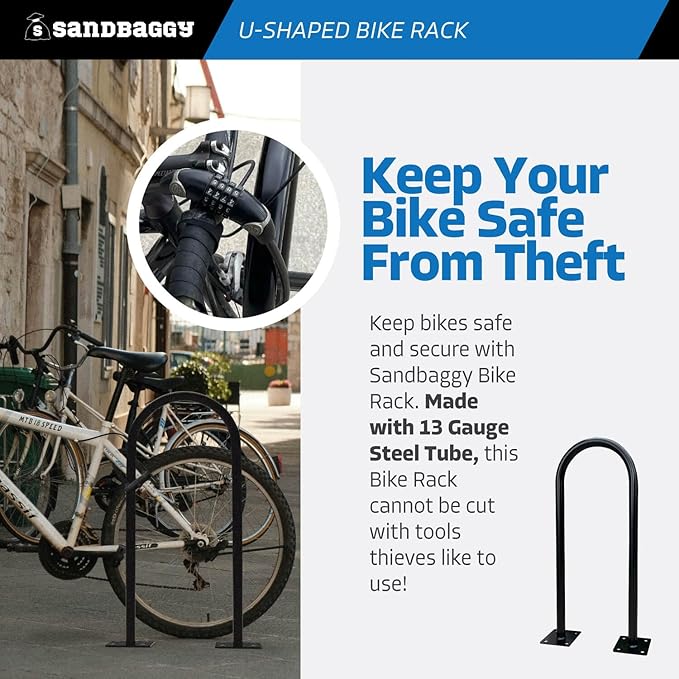 Sandbaggy In Ground Bike Rack | U Shaped, Commercial, 1 Loop, Galvanized Steel