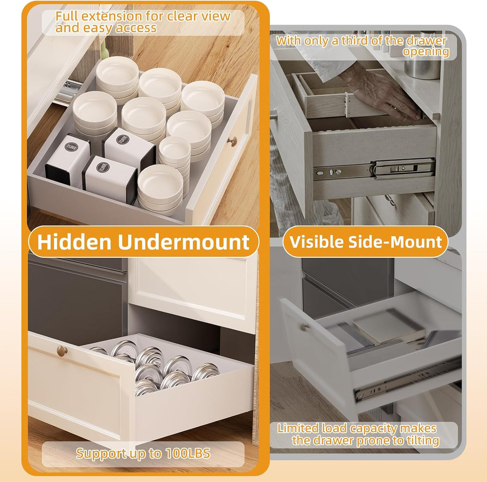 Chibery 9 12 15 18 21 Inch Undermount Soft Close Drawer Slides, Full Extensio...