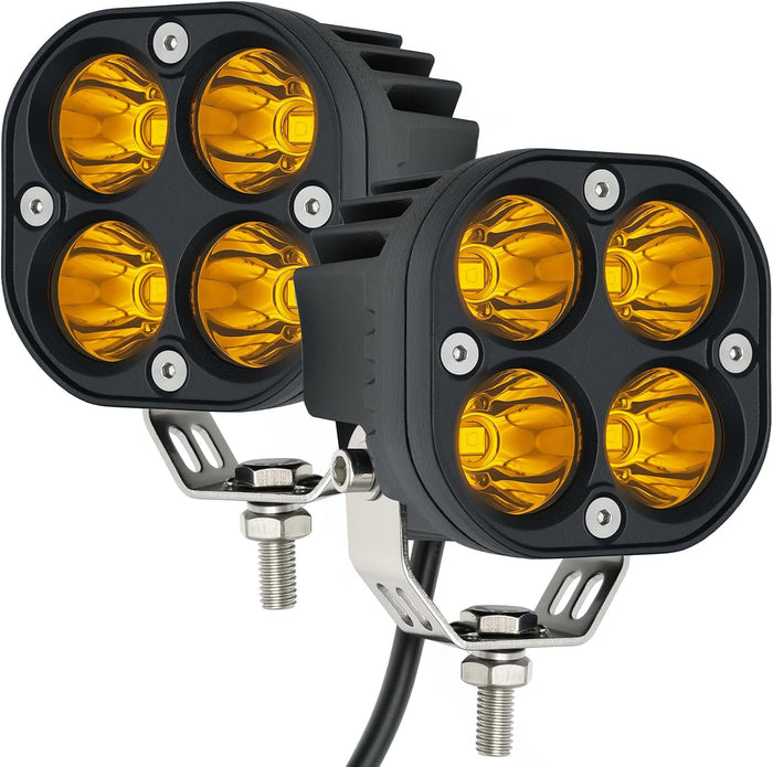 2-Pack 40W 3Inch Yellow/Amber Spot Beam LED Pod Light - Bright Off-Road Driving Fog Lights, Waterproof Auxiliary Ditch Lights for Truck, SUV, ATV, Boat, Motorcycle, Pickup, Tractor
