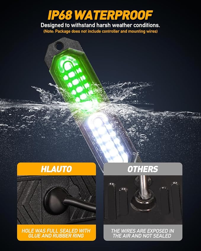 HLauto 1200T Emergency Strobe Grille Lights: 8pcs 12 LED Sync Feature Safety