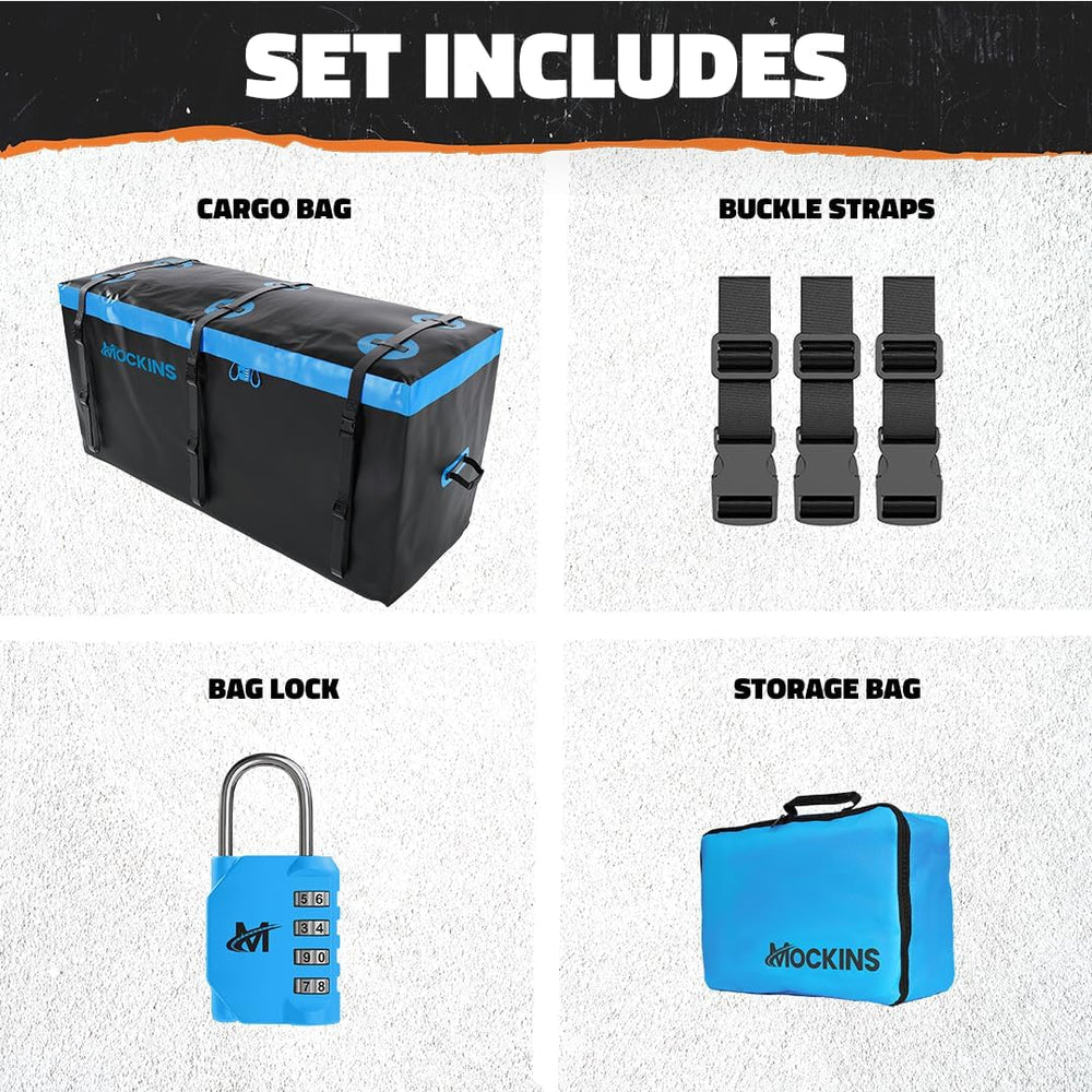 Mockins 25 Cu Ft Large Weatherproof Trailer Hitch Cargo Carrier Bag Set | 60&...