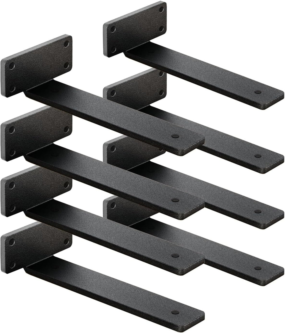 8 Pack Shelf Brackets 10 Inch Floating Shelf Bracket 1/5 inch Thick Heavy Dut...