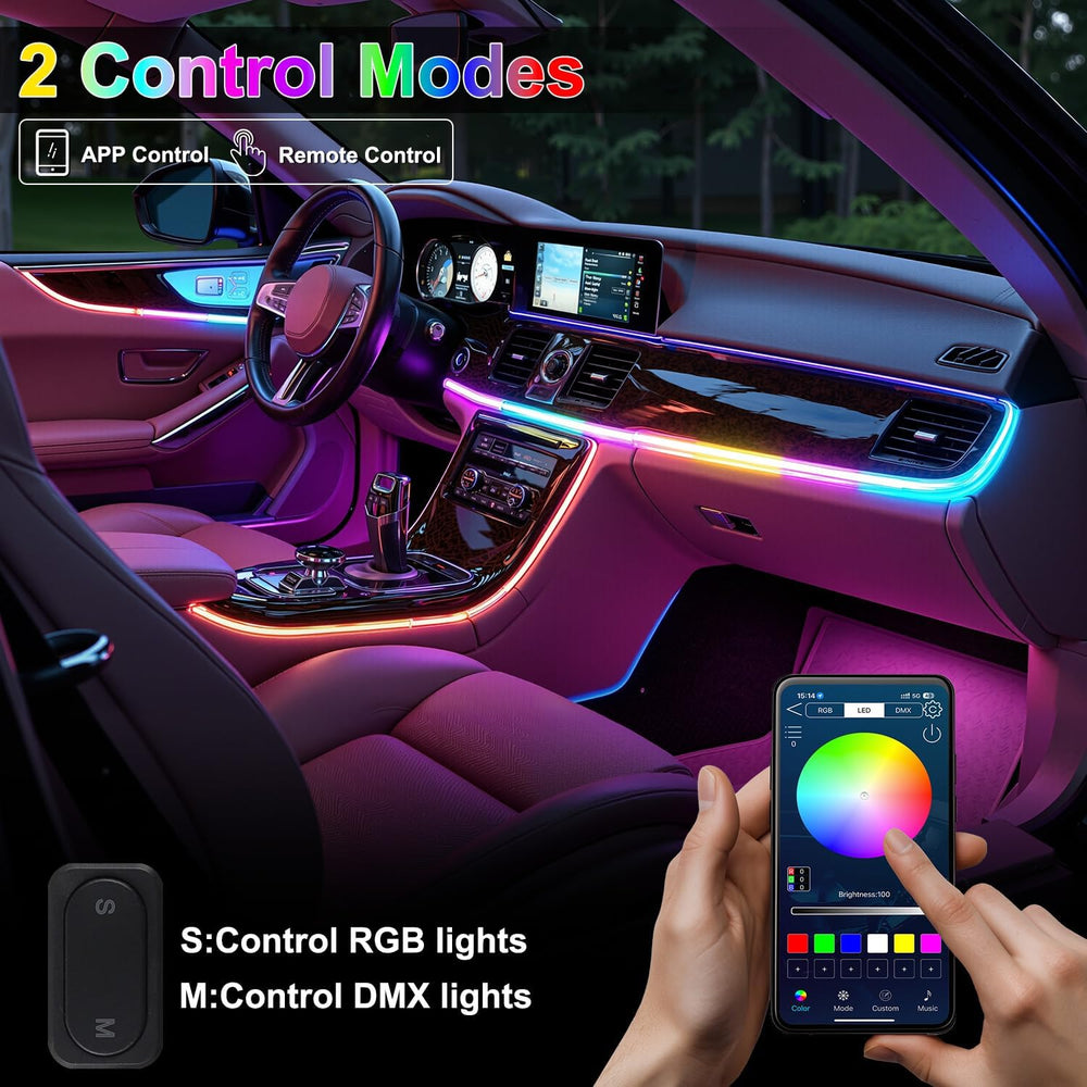 Dreamcolor Acrylic Interior Car LED Strip Lights, 6 in 1 Ambient Lighting Kit...