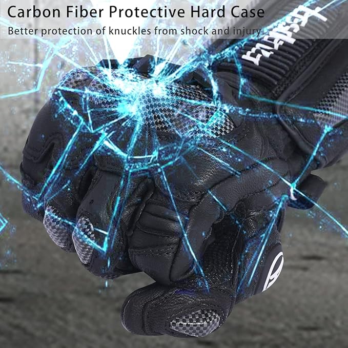 Harssidanzar Leather Motorcycle Gloves