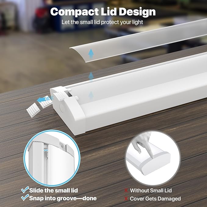 HYPERLITE 4FT LED Wraparound Light 6600LM, 60W/50W/40W, 4000K LED Shop Lights