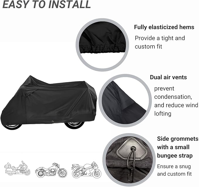 Deluxe Motorcycle Cover, Waterproof All Weather Outdoor Protection Universal